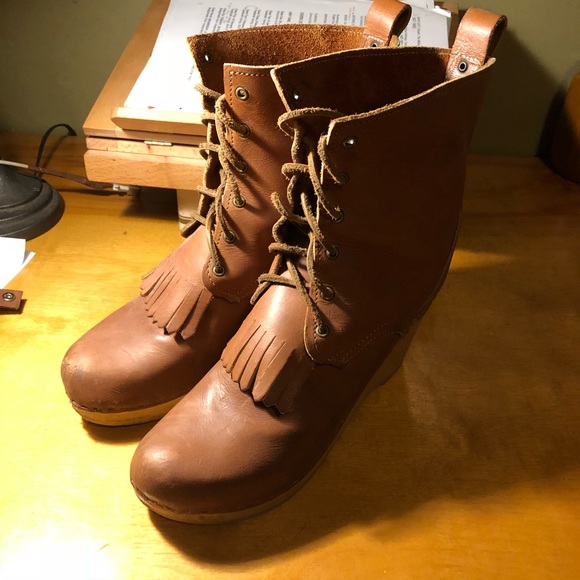 No. 6 Wood Clog Boots Sven Kiltie wedge - Picture 4 of 5